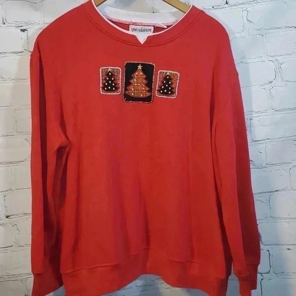 Ugly Sweater Christmas Sweatshirt with Christmas Trees by Speculation Size L